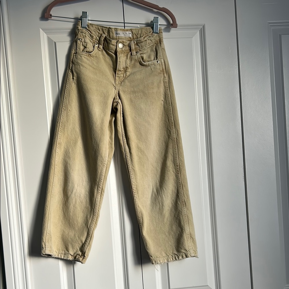 Zara Tan Classic Straight-Leg Jeans